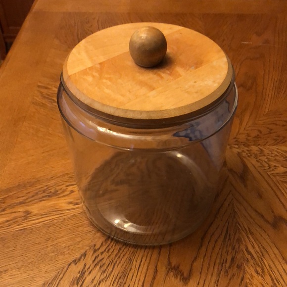 Doughboy Poppin Fresh Glass Goodies Cookie Jar w/ Wood Lid - Picture 4 of 9